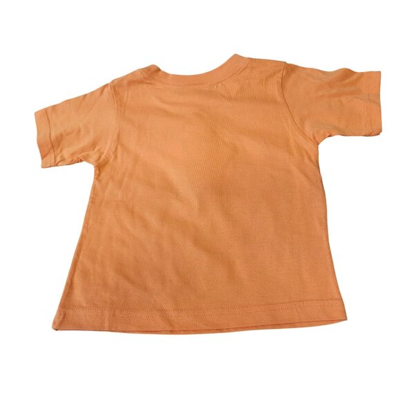 Vintage Plaid Fish Kids Orange T-Shirt With Blue Frog Graphic Design Short Sleev - Picture 2 of 3